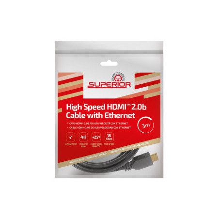Câble HDMI 2.0b Haute Vitesse avec Ethernet - 4K Ultra HD / Grande Vitesse 18 Gbps - 0.9m - Superior Electronics SUPAVC001